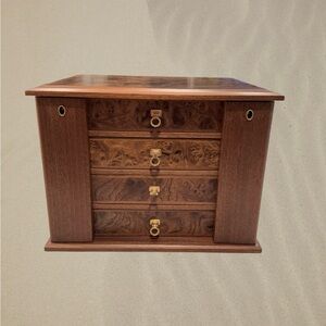 Vintage Agresti Italy Large 4-Drawer Briarwood Jewelry
Chest Box Ultrasuede